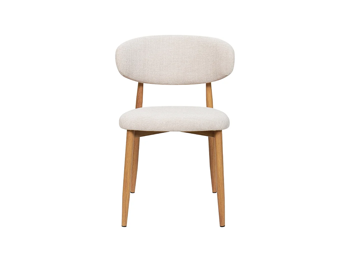 Eetkamerstoel Alexia - Beige met Naturelkleurig Onderstel - Set van 2