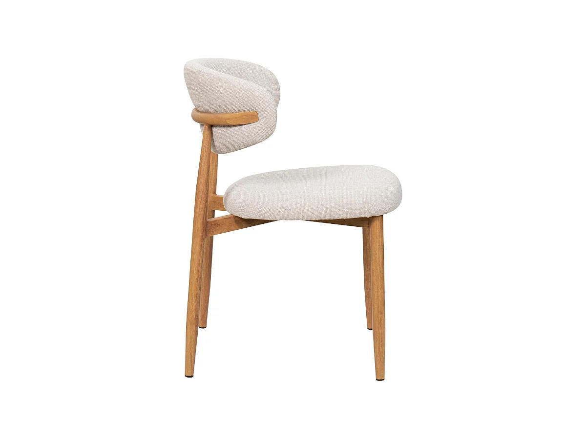 Eetkamerstoel Alexia - Beige met Naturelkleurig Onderstel - Set van 2