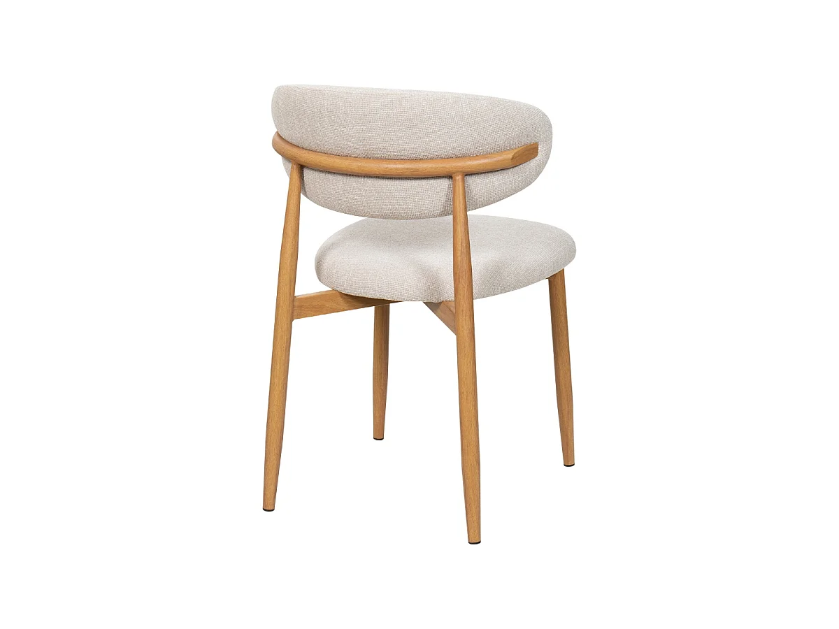 Eetkamerstoel Alexia - Beige met Naturelkleurig Onderstel - Set van 2