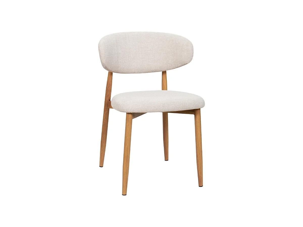 Eetkamerstoel Alexia - Beige met Naturelkleurig Onderstel - Set van 2