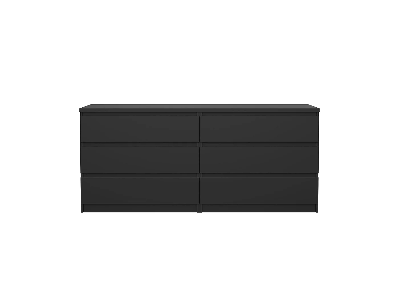 Dressoir Ylva Dubbel - Matzwart met 6 Lades - 153,8 x 50 x 68 cm