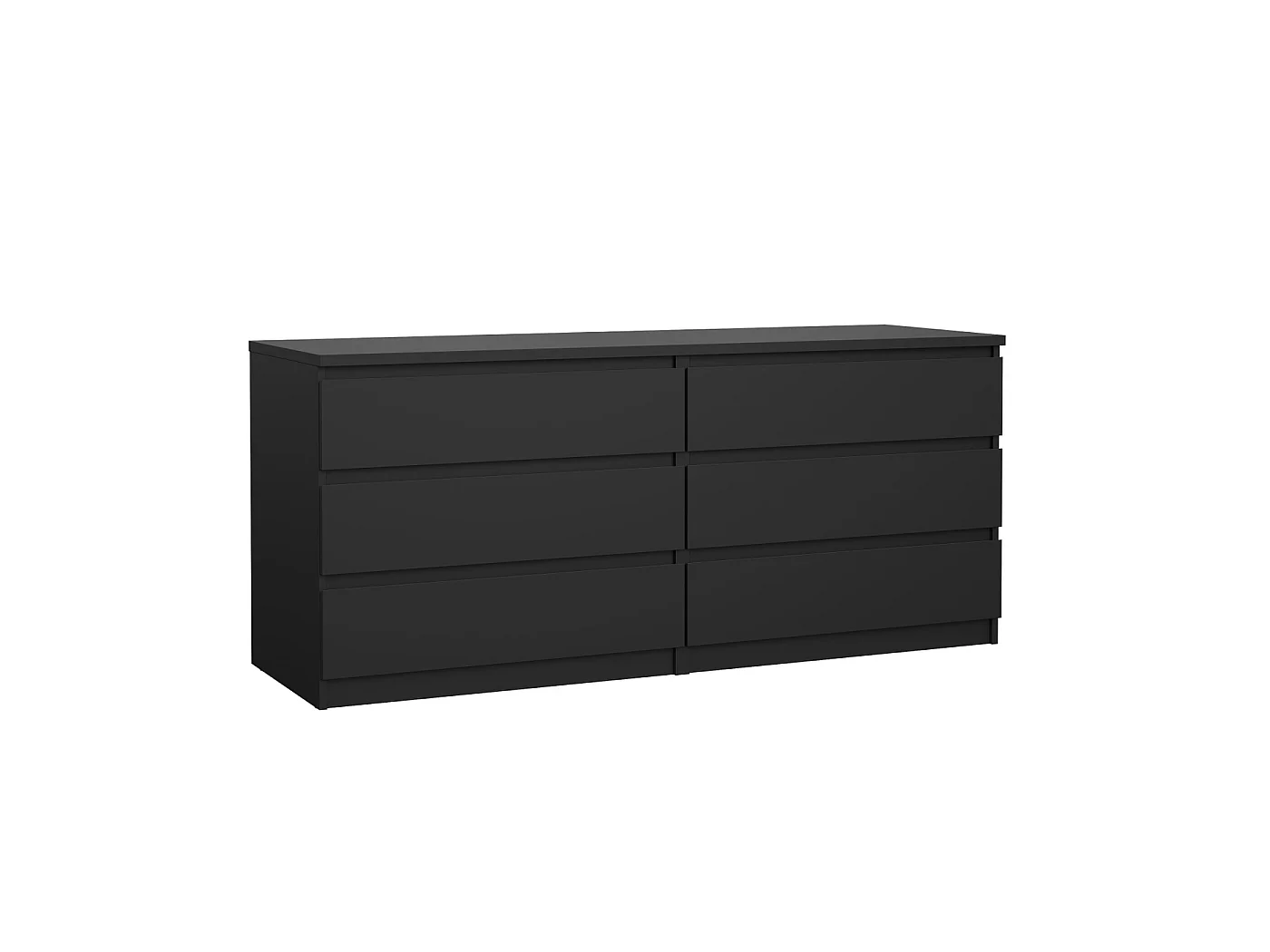 Dressoir Ylva Dubbel - Matzwart met 6 Lades - 153,8 x 50 x 68 cm