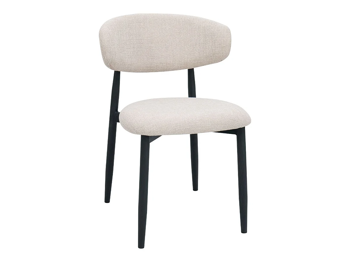 Eetkamerstoel Alexia - Beige met Zwart Onderstel - Set van 2