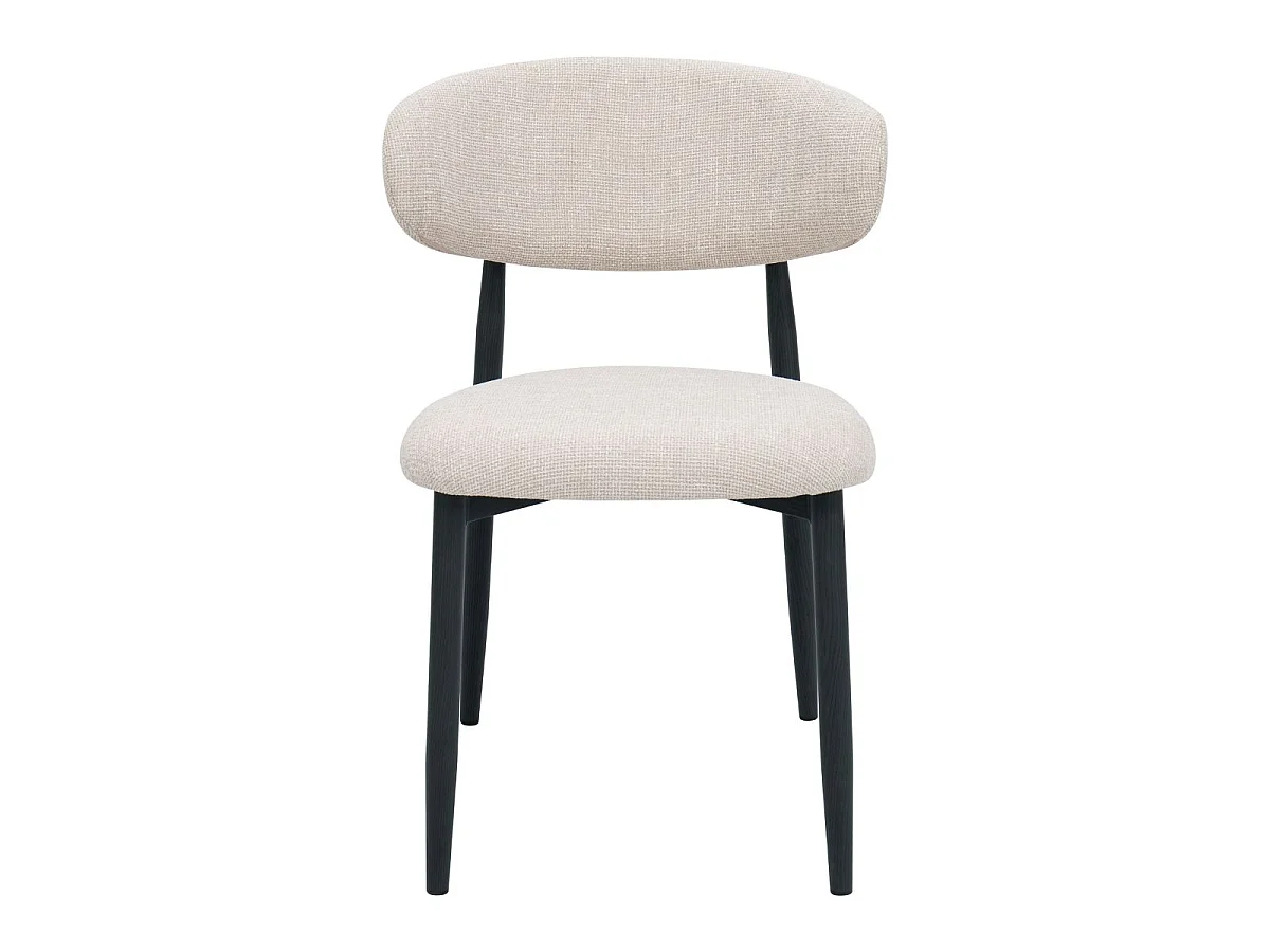 Eetkamerstoel Alexia - Beige met Zwart Onderstel - Set van 2