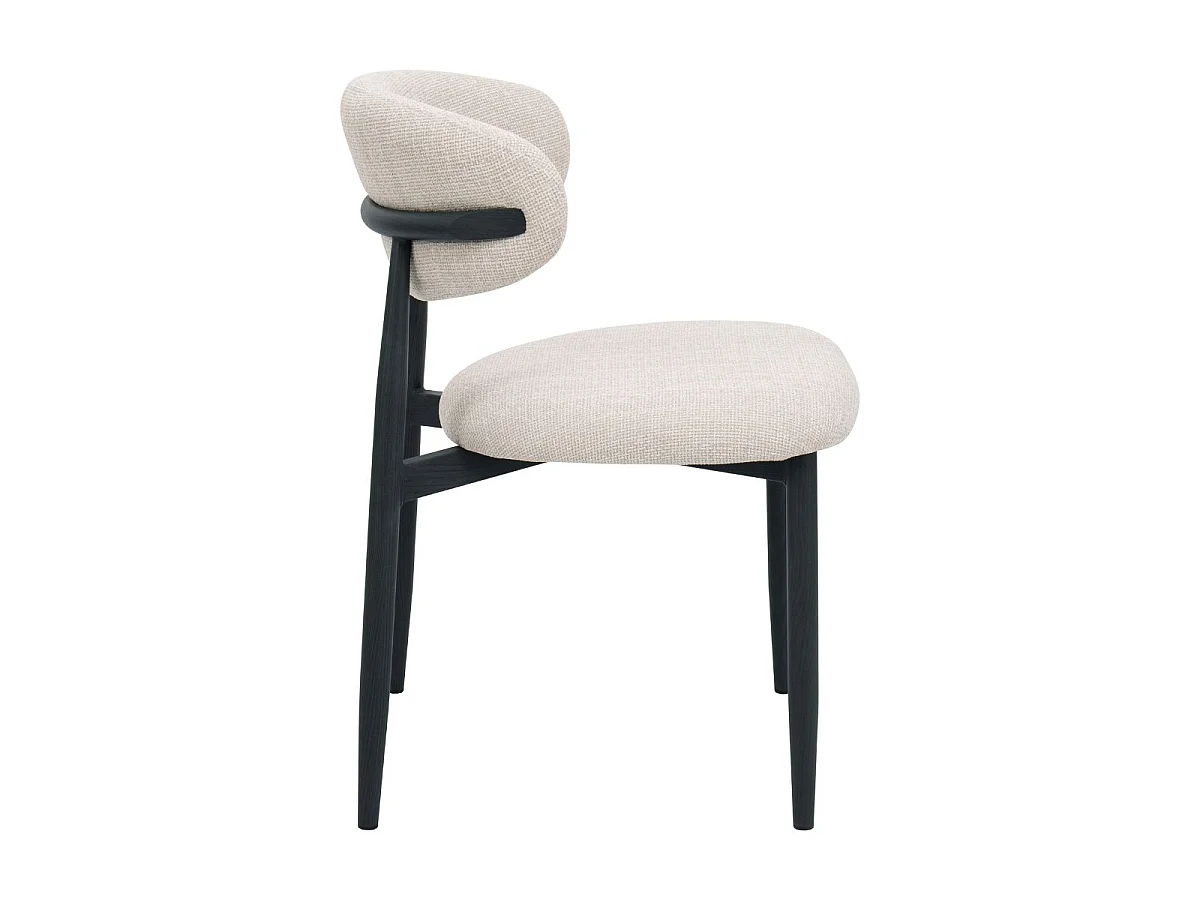 Eetkamerstoel Alexia - Beige met Zwart Onderstel - Set van 2