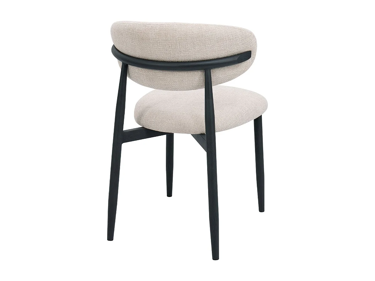 Eetkamerstoel Alexia - Beige met Zwart Onderstel - Set van 2