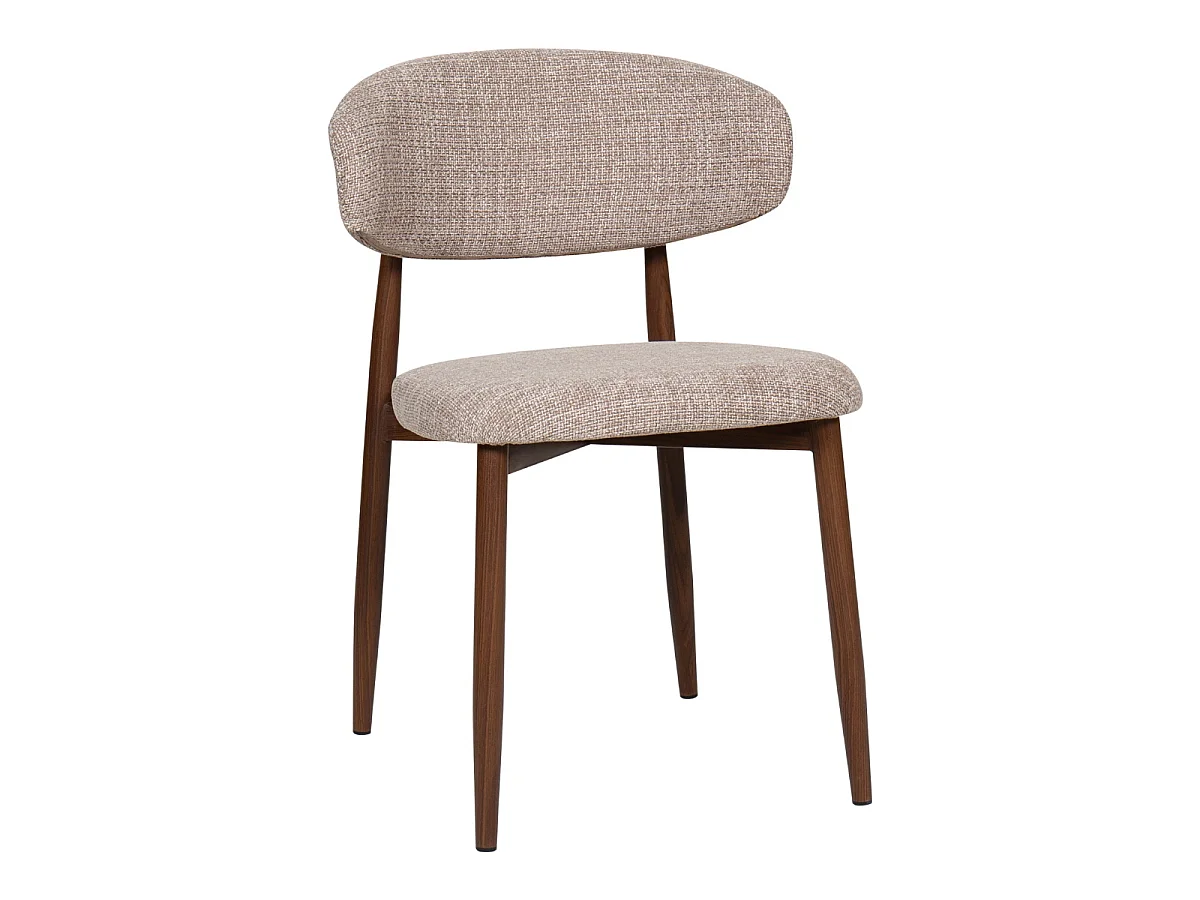 Eetkamerstoel Alexia - Taupe met Walnootkleurig Onderstel - Set van 2