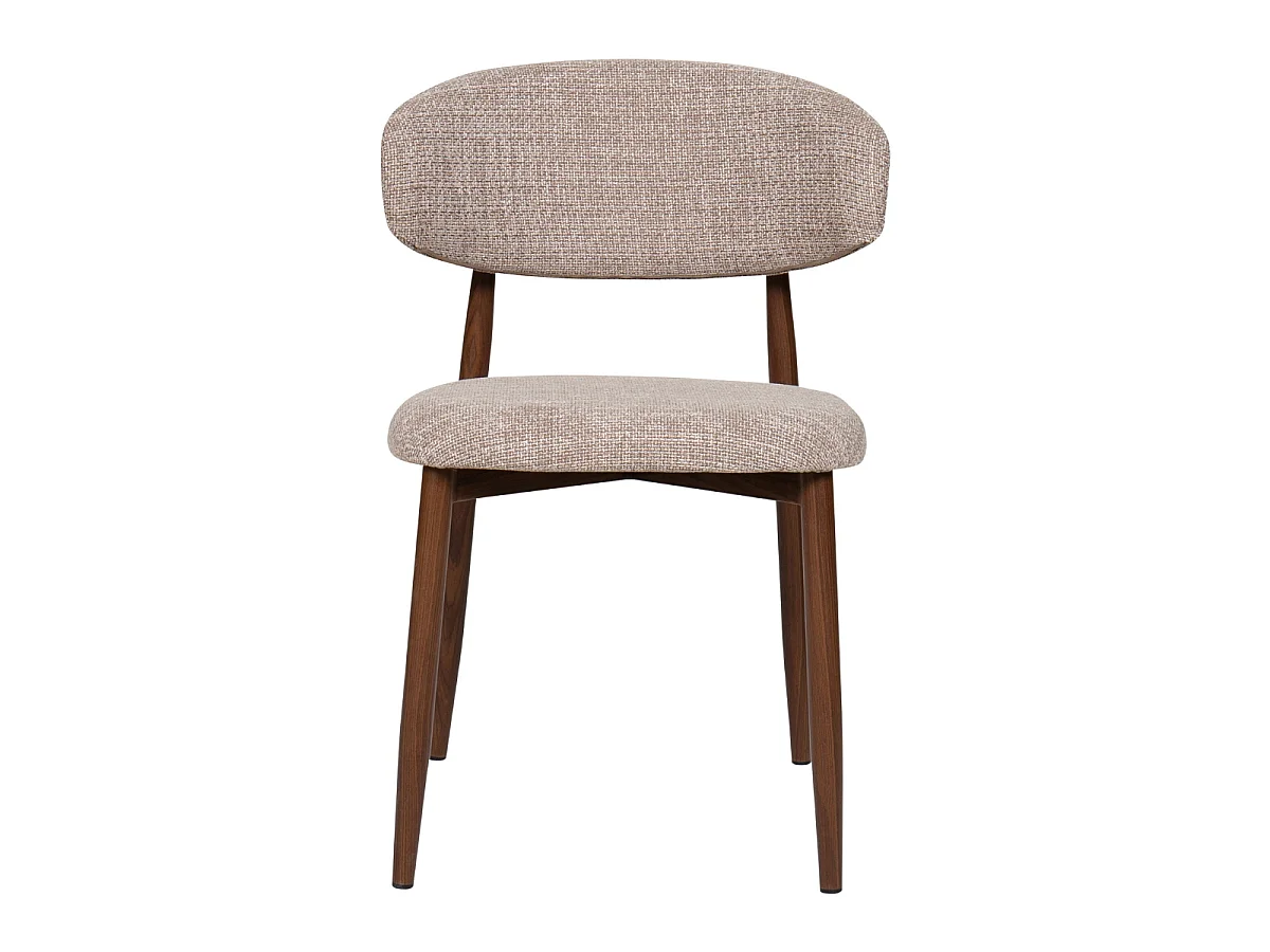 Eetkamerstoel Alexia - Taupe met Walnootkleurig Onderstel - Set van 2