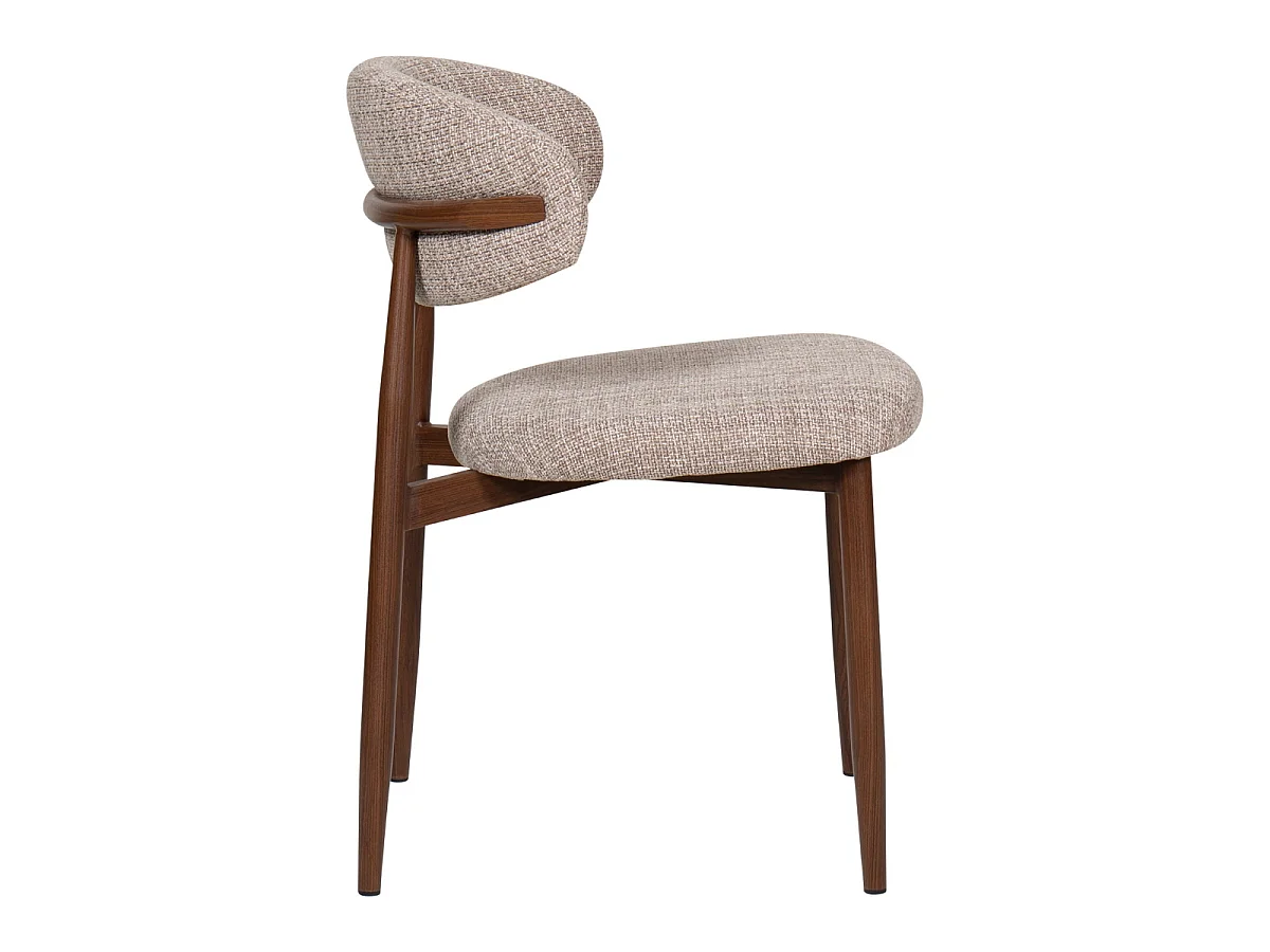 Eetkamerstoel Alexia - Taupe met Walnootkleurig Onderstel - Set van 2