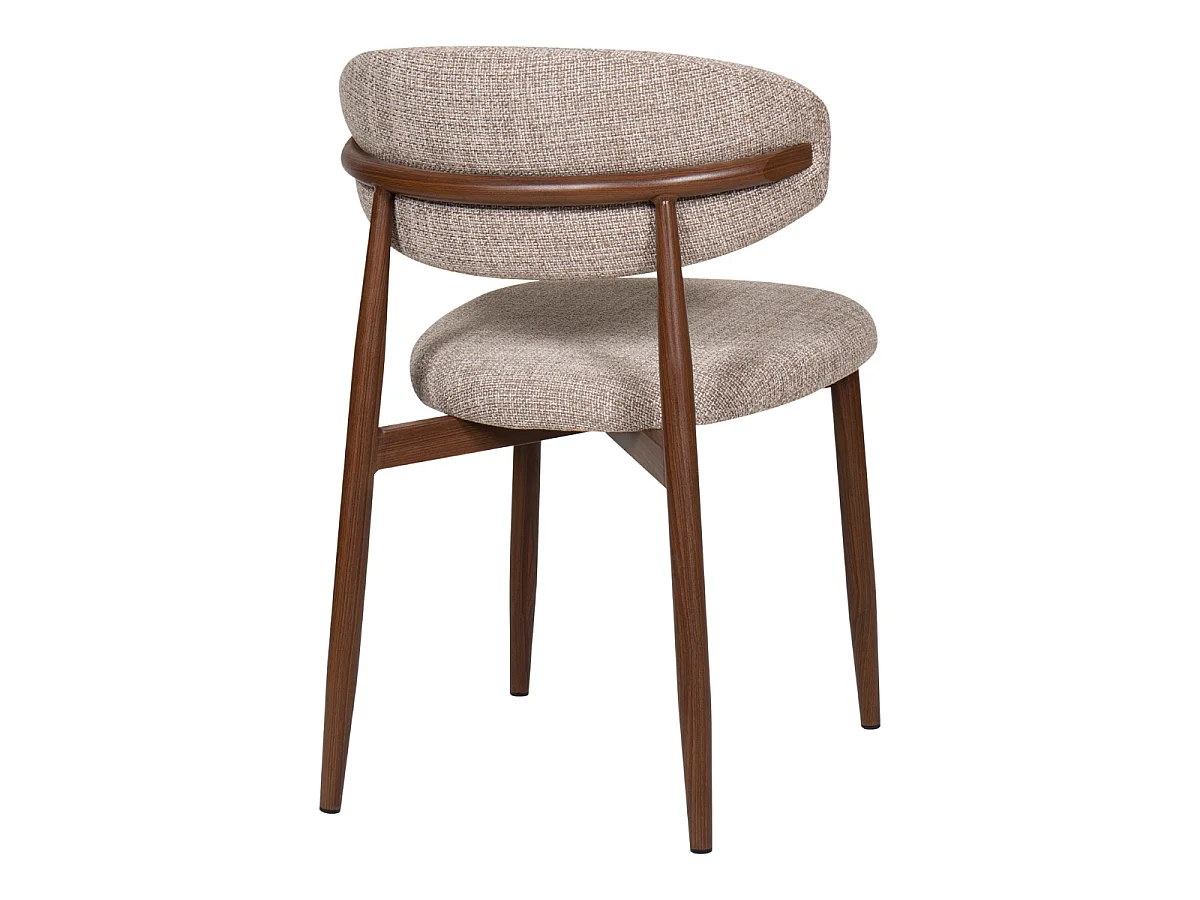 Eetkamerstoel Alexia - Taupe met Walnootkleurig Onderstel - Set van 2