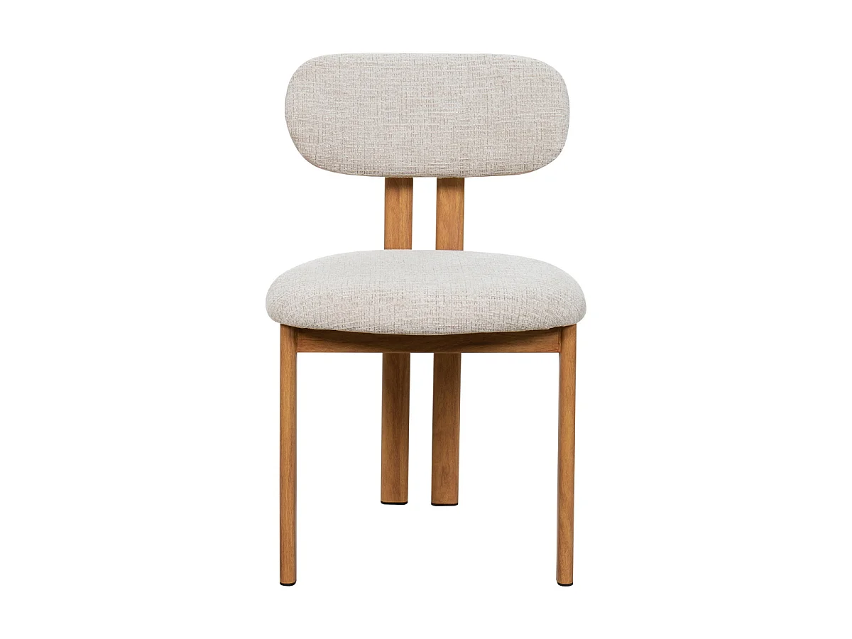 Eetkamerstoel Noor - Beige met Naturelkleurig Onderstel - Set van 2