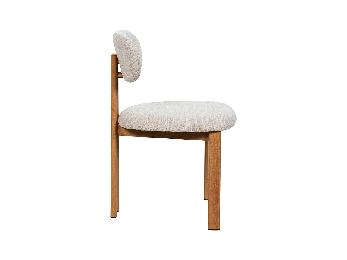 Eetkamerstoel Noor - Beige met Naturelkleurig Onderstel - Set van 2