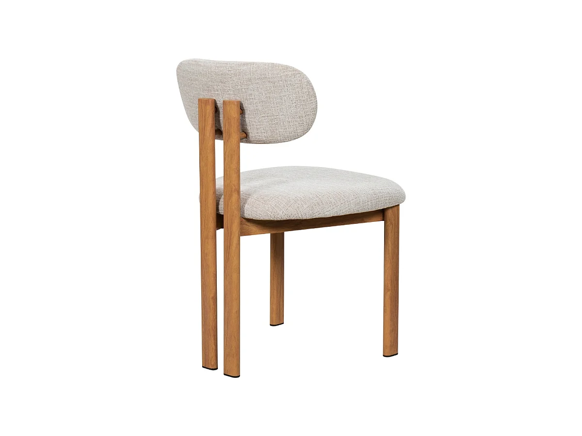Eetkamerstoel Noor - Beige met Naturelkleurig Onderstel - Set van 2