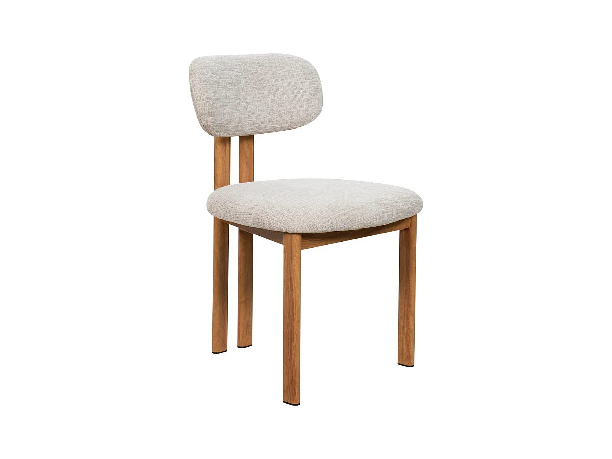 Eetkamerstoel Noor - Beige met Naturelkleurig Onderstel - Set van 2