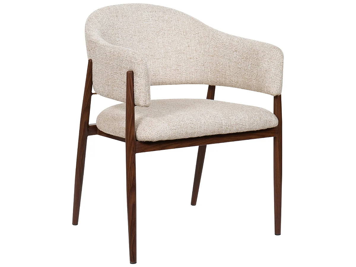 Eetkamerstoel Dénia met Armleuningen - Beige/Walnoot - Set van 2
