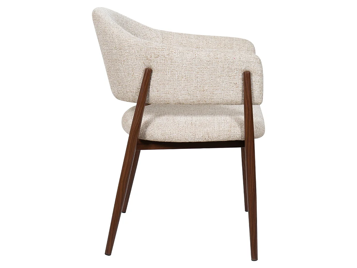 Eetkamerstoel Dénia met Armleuningen - Beige/Walnoot - Set van 2