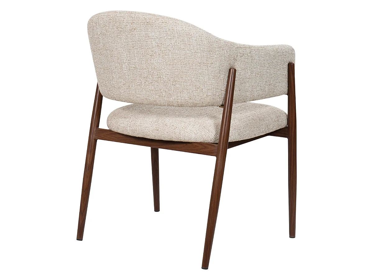 Eetkamerstoel Dénia met Armleuningen - Beige/Walnoot - Set van 2
