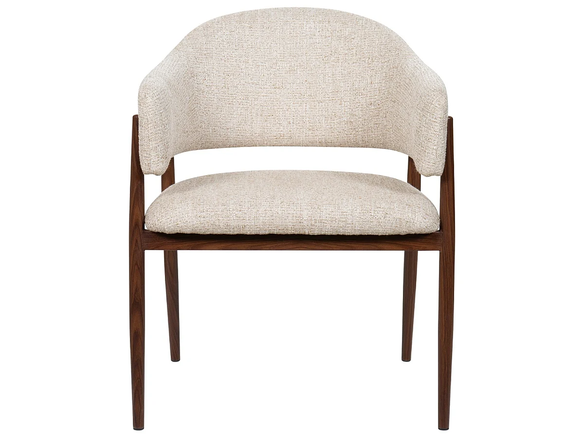 Eetkamerstoel Dénia met Armleuningen - Beige/Walnoot - Set van 2