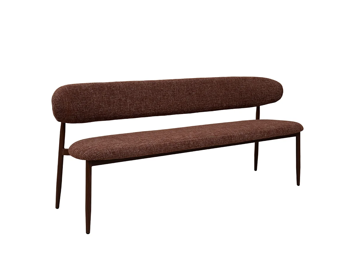 Eetkamerbank Alexia - Rood met Walnootkleurig Onderstel - 160 cm