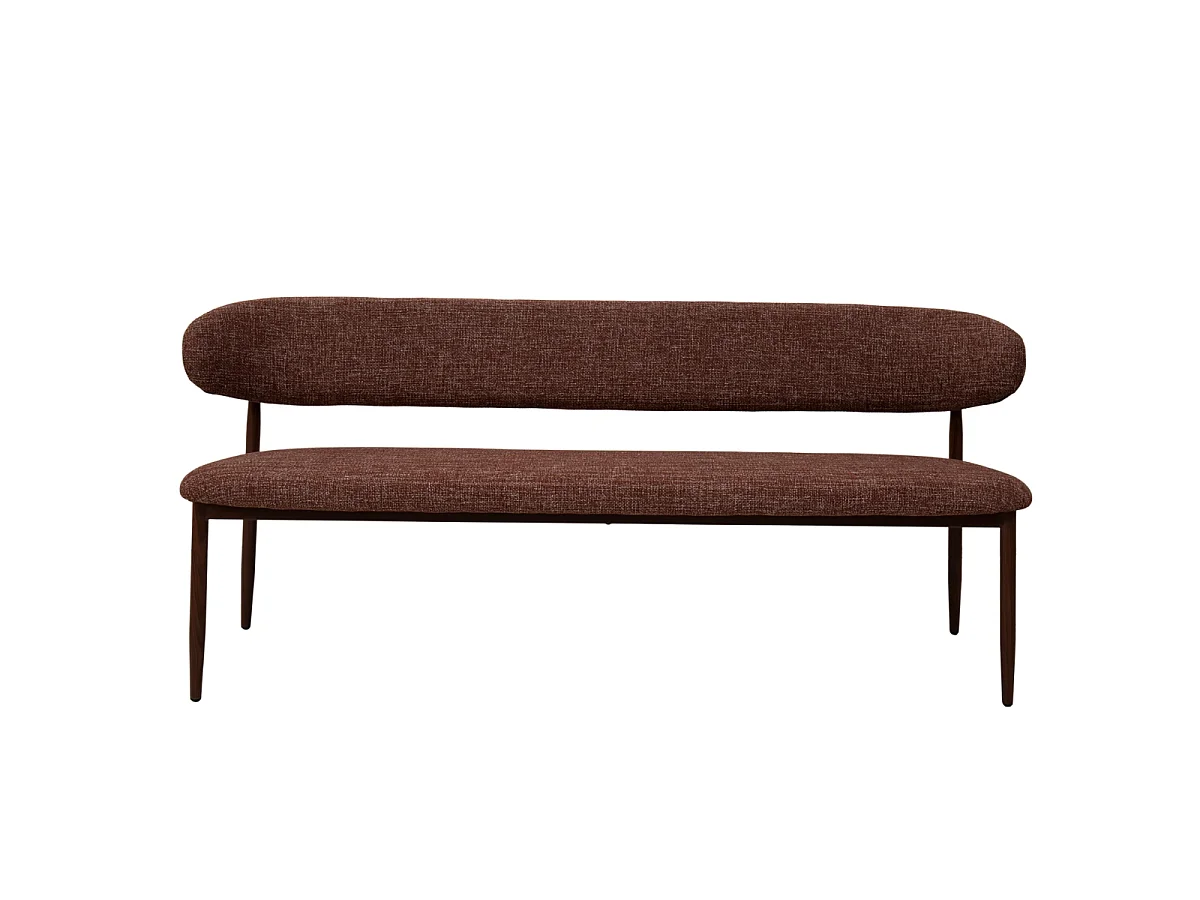 Eetkamerbank Alexia - Rood met Walnootkleurig Onderstel - 160 cm