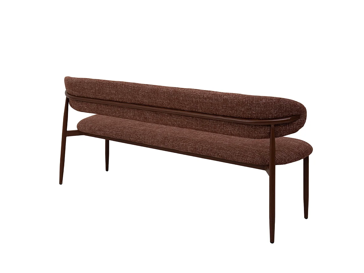 Eetkamerbank Alexia - Rood met Walnootkleurig Onderstel - 160 cm