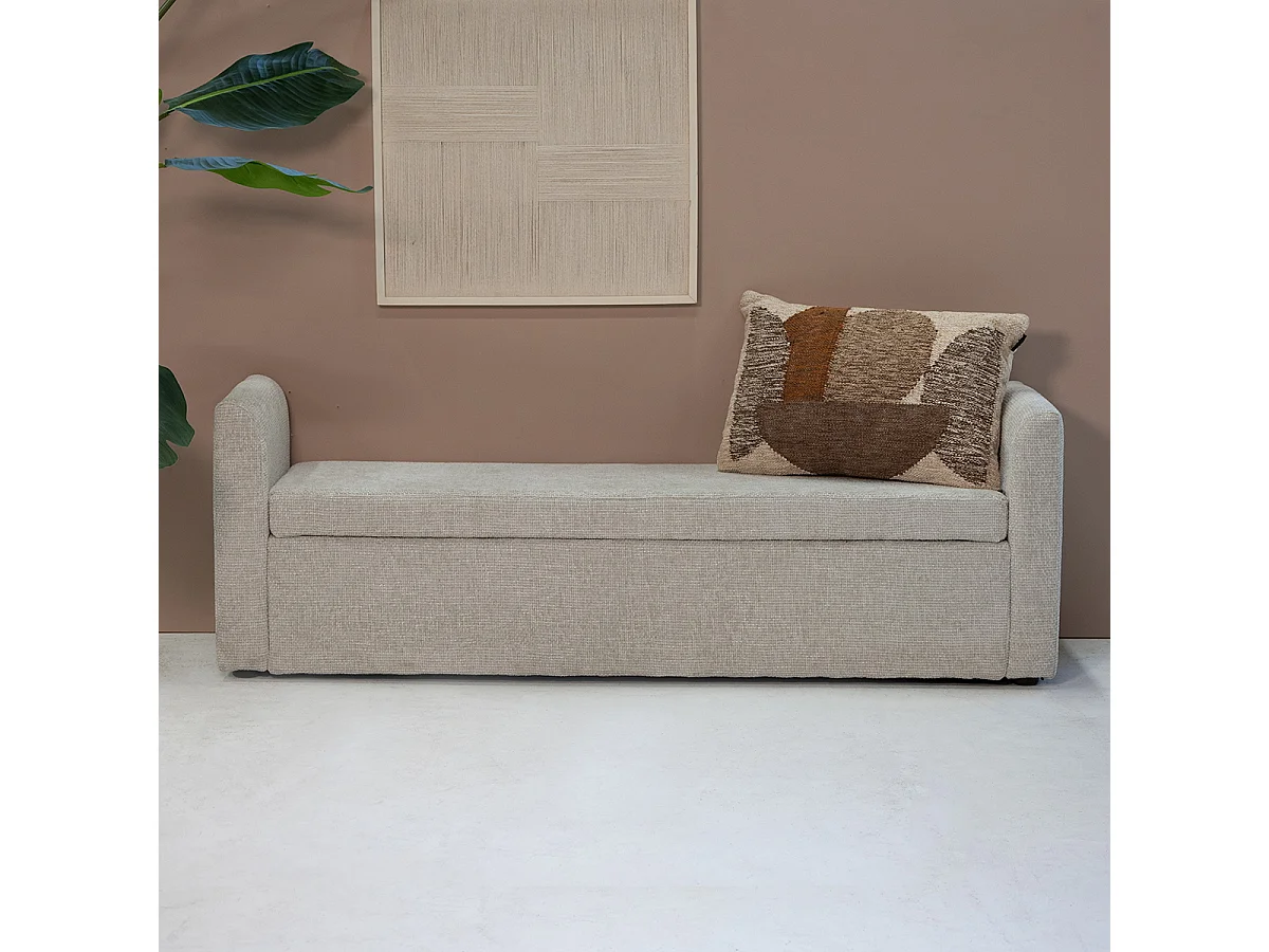 Opbergbank Calvin - Beige met Opbergruimte - 150 cm