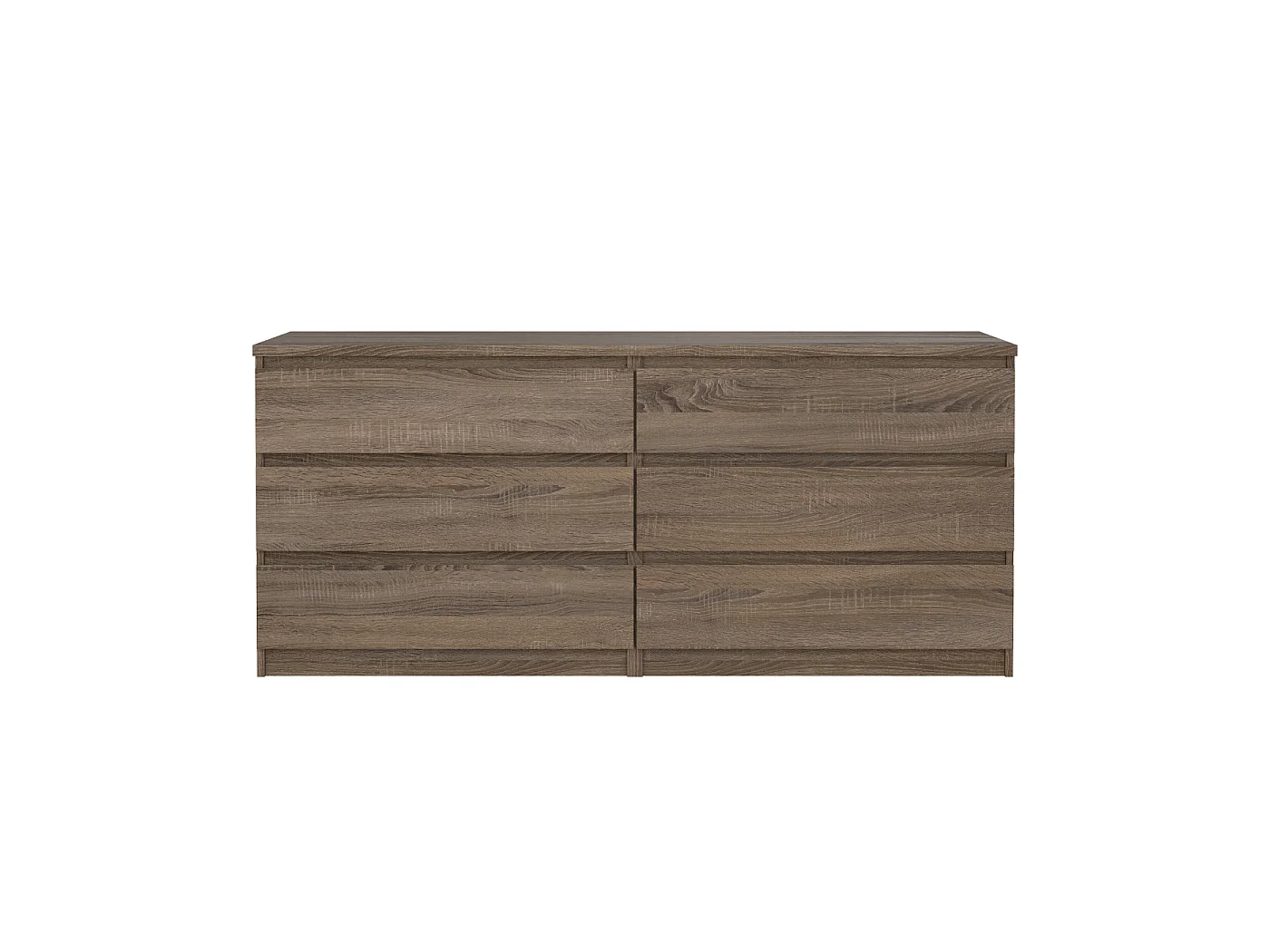 Dressoir Ylva Dubbel - Truffle Donkerbruin met 6 Lades - 153,8 x 50 x 68 cm