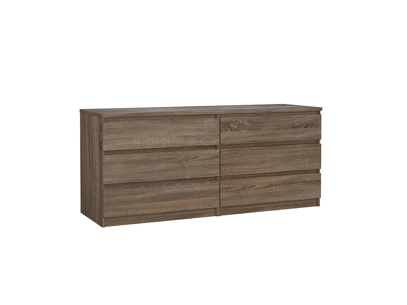 Dressoir Ylva Dubbel - Truffle Donkerbruin met 6 Lades - 153,8 x 50 x 68 cm