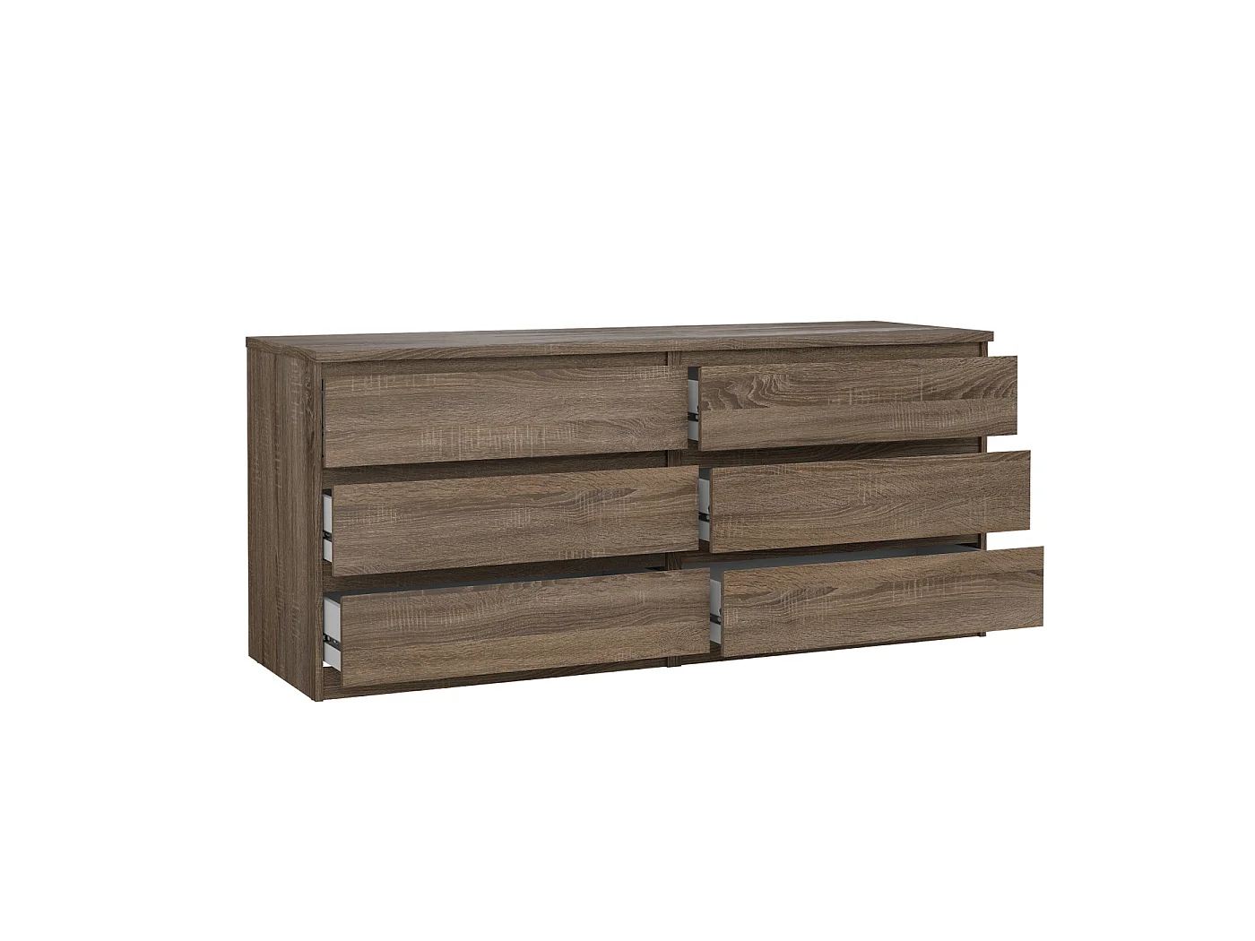 Dressoir Ylva Dubbel - Truffle Donkerbruin met 6 Lades - 153,8 x 50 x 68 cm