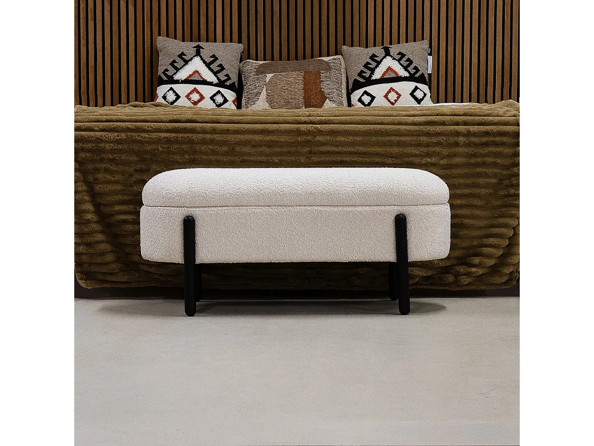 Opbergbank Vieve - Beige met Opbergruimte - 108 cm