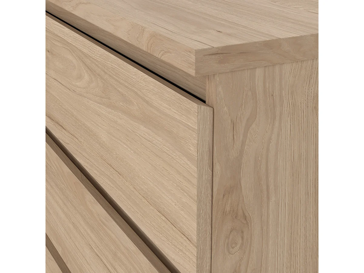 Dressoir Ylva Dubbel - Naturel Hickory Houtlook met 6 Lades - 153,8 x 50 x 68 cm