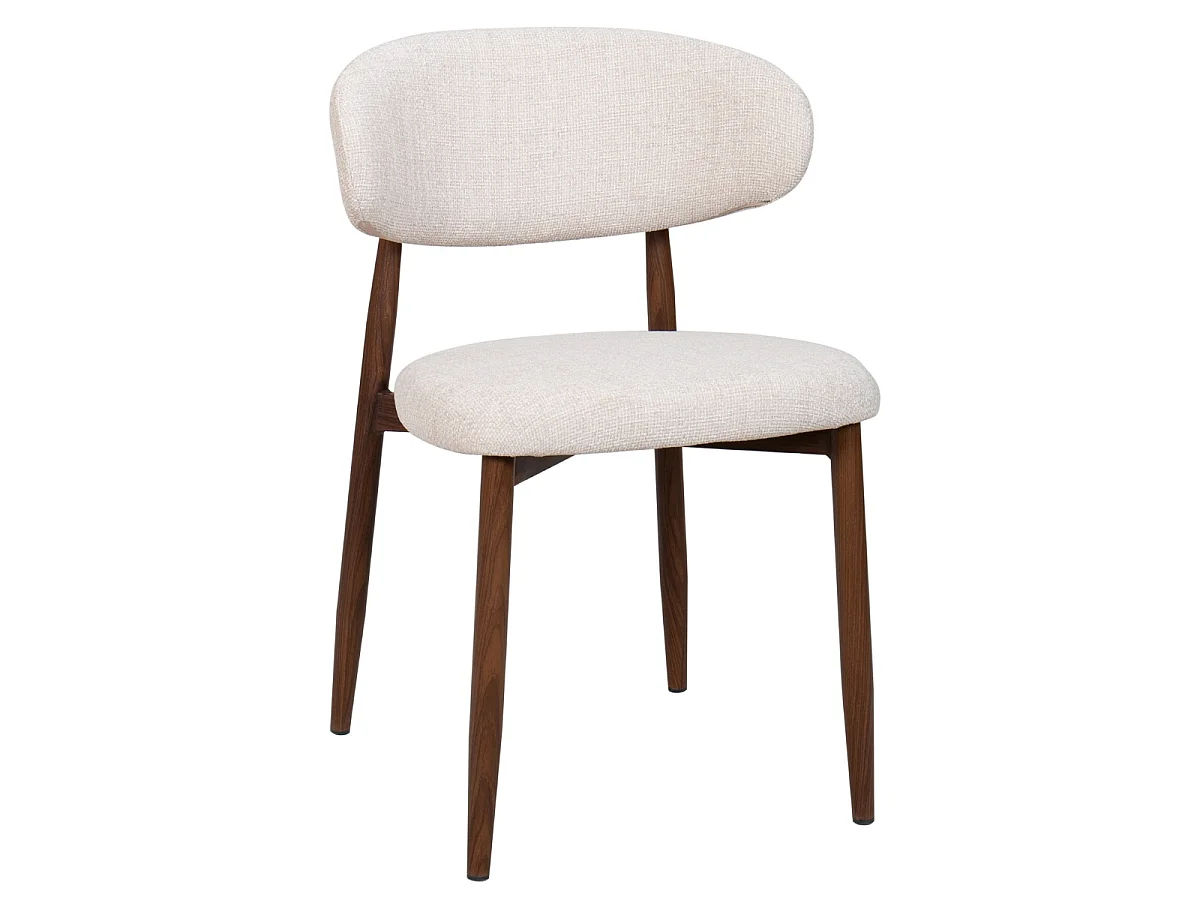 Eetkamerstoel Alexia - Beige met Walnootkleurig Onderstel - Set van 2