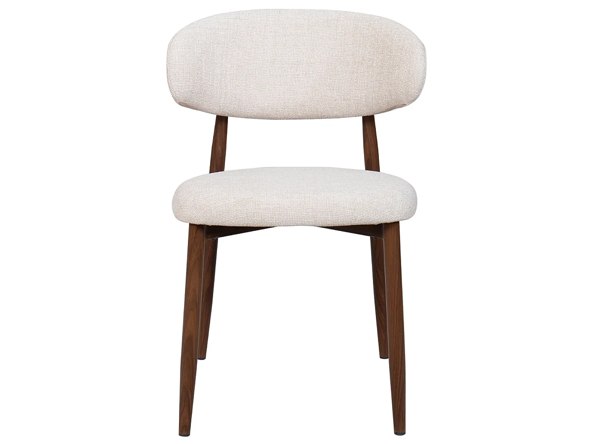 Eetkamerstoel Alexia - Beige met Walnootkleurig Onderstel - Set van 2