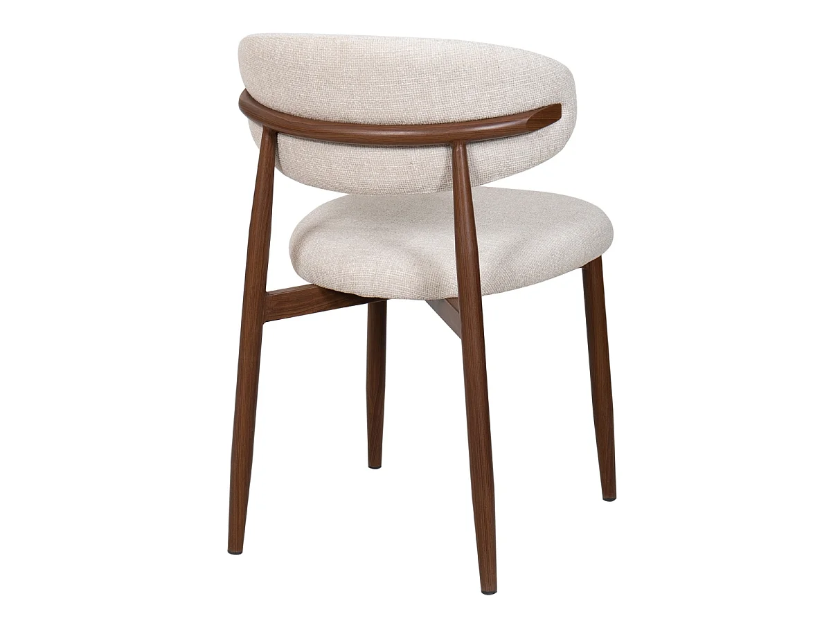 Eetkamerstoel Alexia - Beige met Walnootkleurig Onderstel - Set van 2