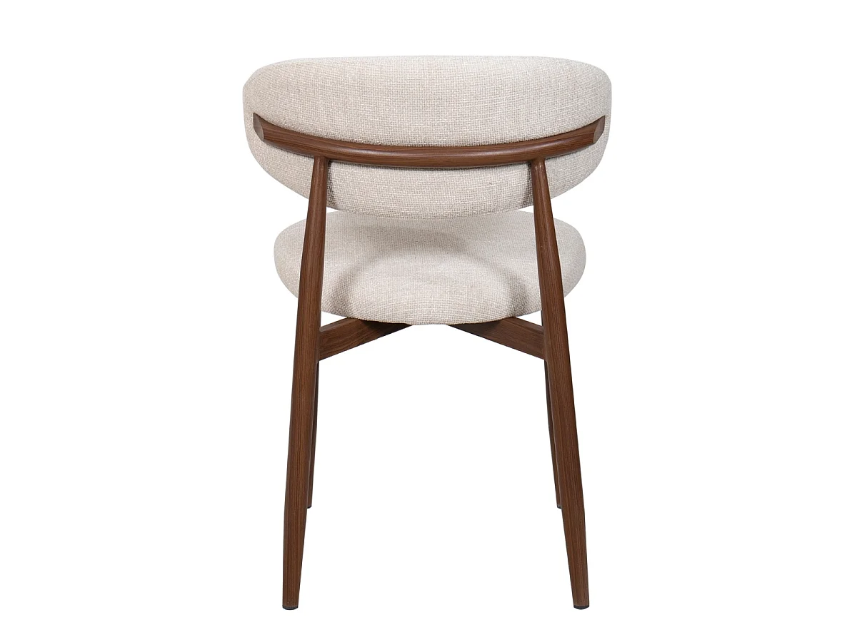 Eetkamerstoel Alexia - Beige met Walnootkleurig Onderstel - Set van 2