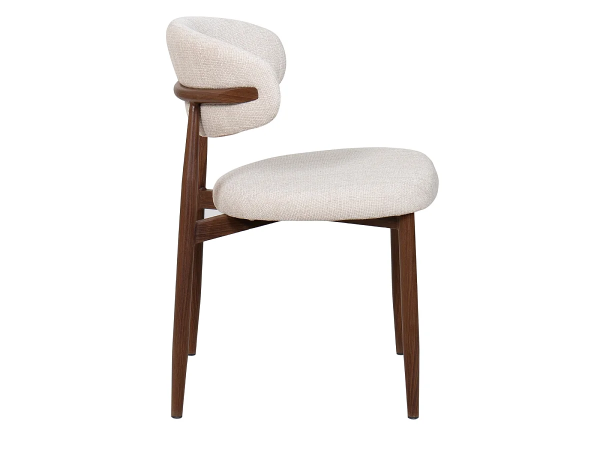Eetkamerstoel Alexia - Beige met Walnootkleurig Onderstel - Set van 2