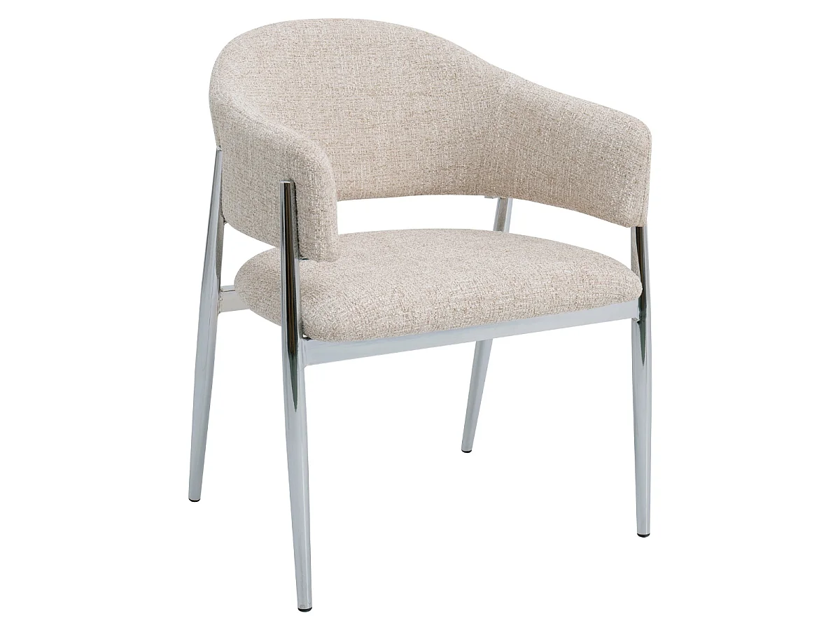 Eetkamerstoel Dénia met Armleuningen - Beige/Chroom - Set van 2