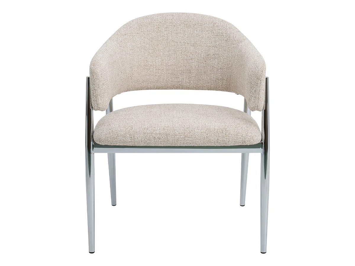 Eetkamerstoel Dénia met Armleuningen - Beige/Chroom - Set van 2