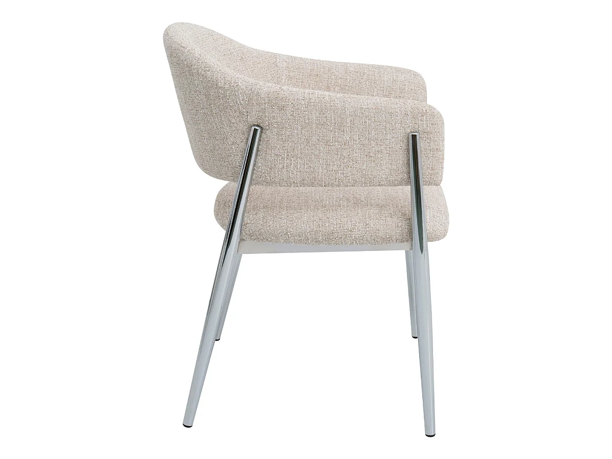 Eetkamerstoel Dénia met Armleuningen - Beige/Chroom - Set van 2