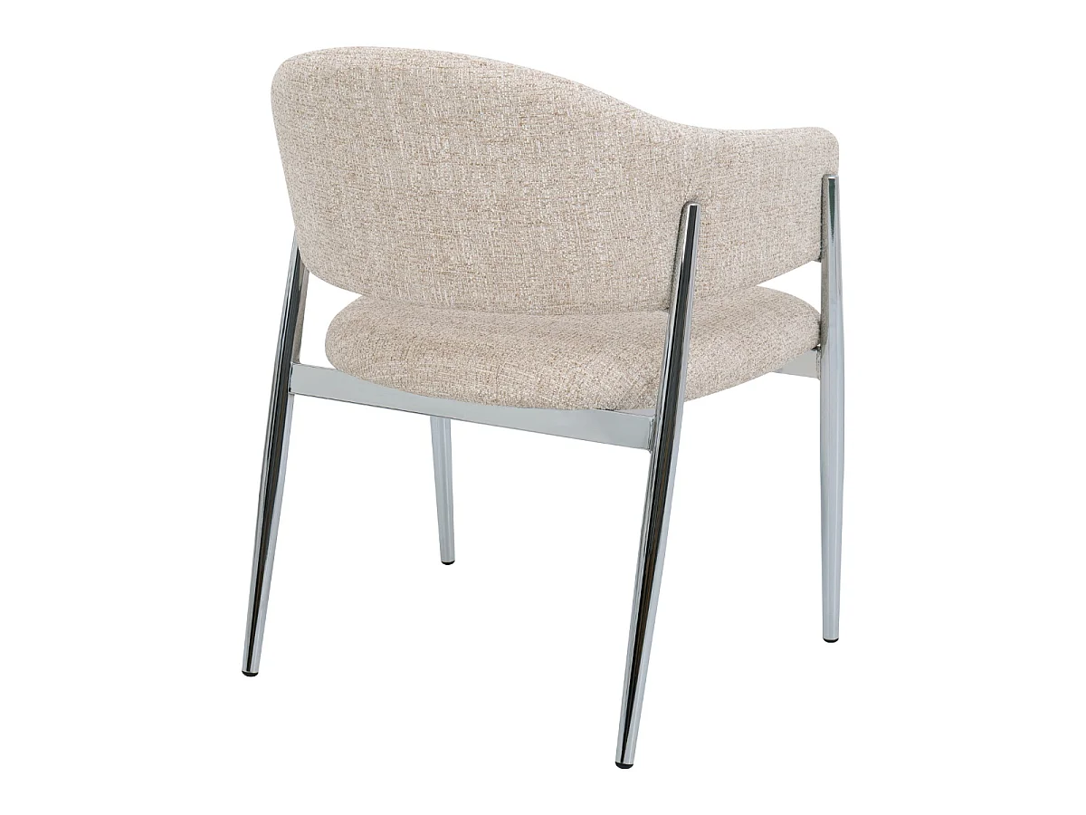 Eetkamerstoel Dénia met Armleuningen - Beige/Chroom - Set van 2