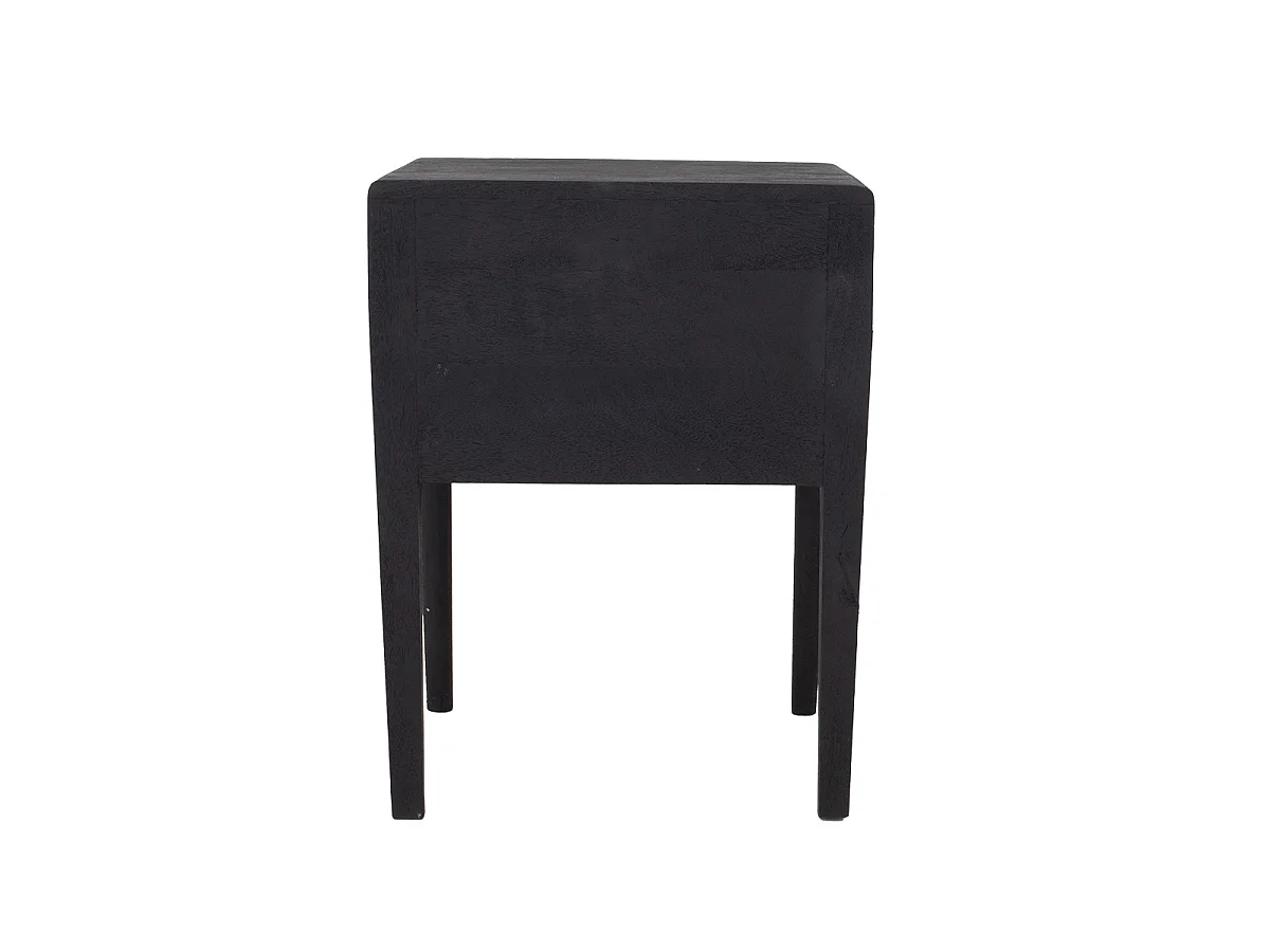 Nachtkastje Berend - Zwart Mangohout met 2 Lades - 46 x 38 x 60 cm