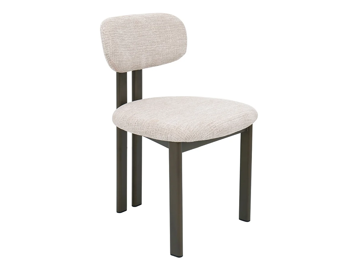 Eetkamerstoel Noor - Beige met Bronskleurig Onderstel - Set van 2