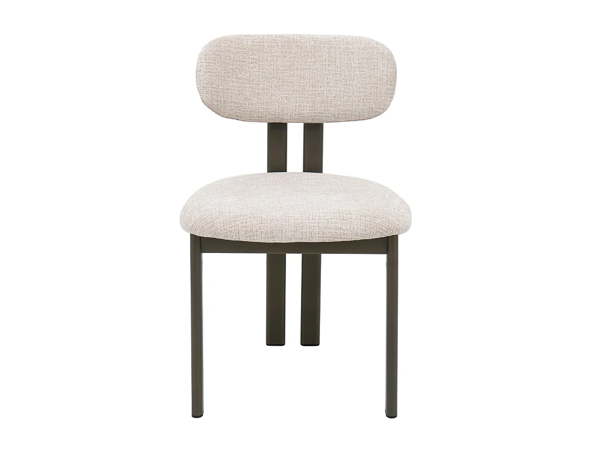 Eetkamerstoel Noor - Beige met Bronskleurig Onderstel - Set van 2