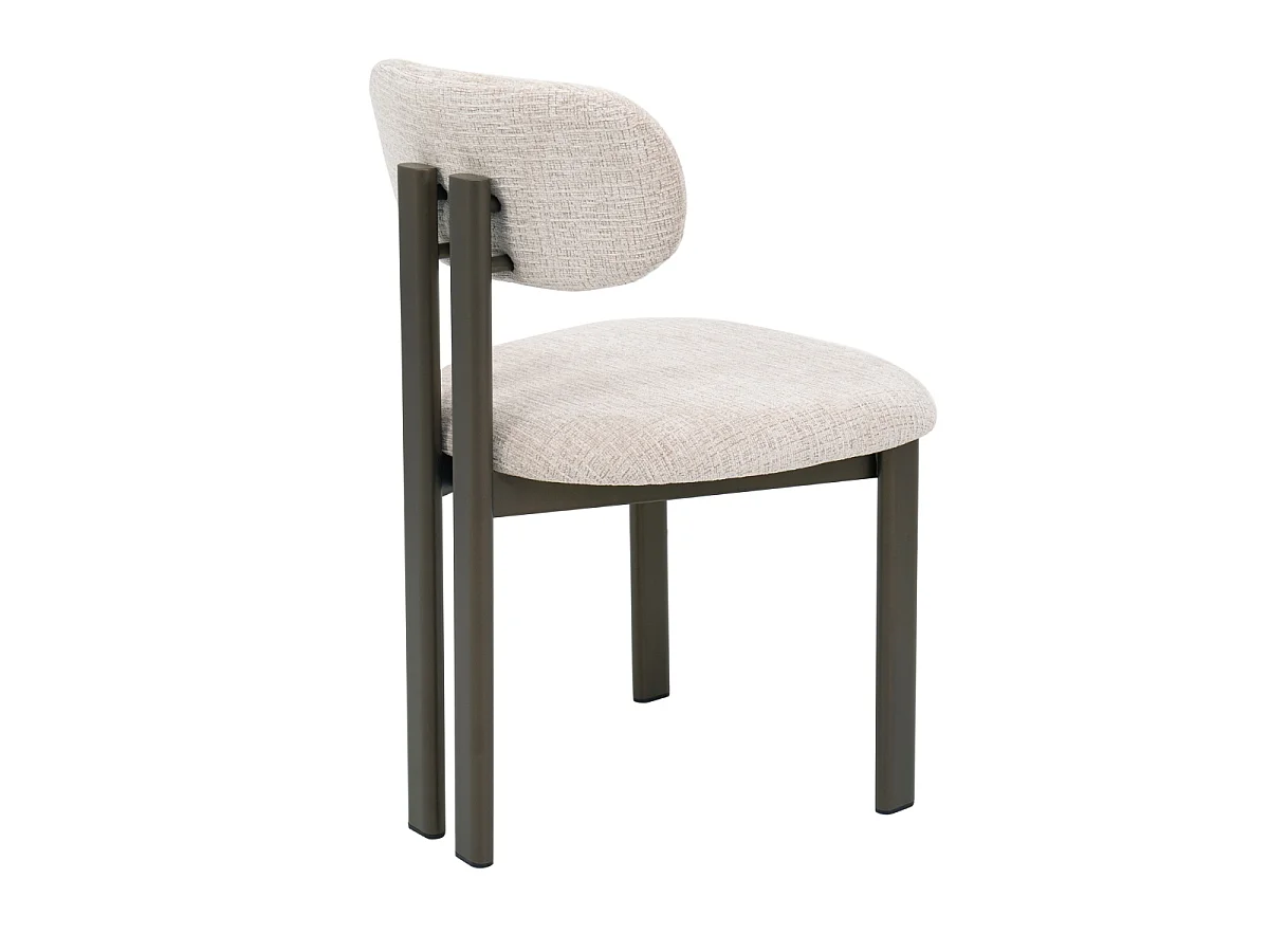 Eetkamerstoel Noor - Beige met Bronskleurig Onderstel - Set van 2