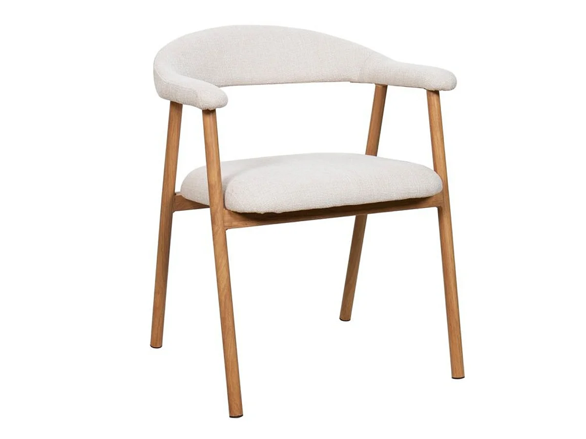 Eetkamerstoel Mila - Beige met Naturelkleurig Onderstel - Set van 2