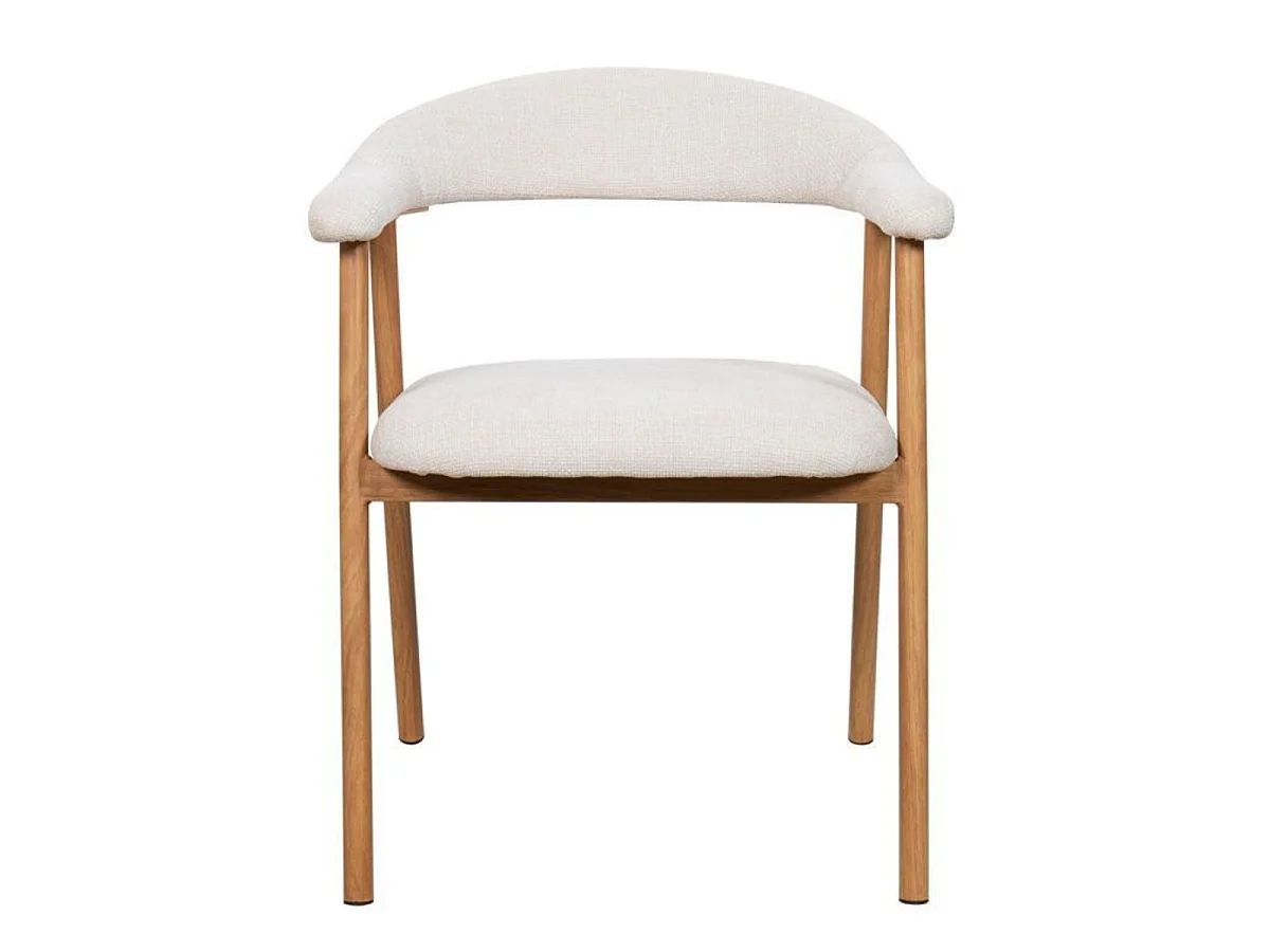 Eetkamerstoel Mila - Beige met Naturelkleurig Onderstel - Set van 2