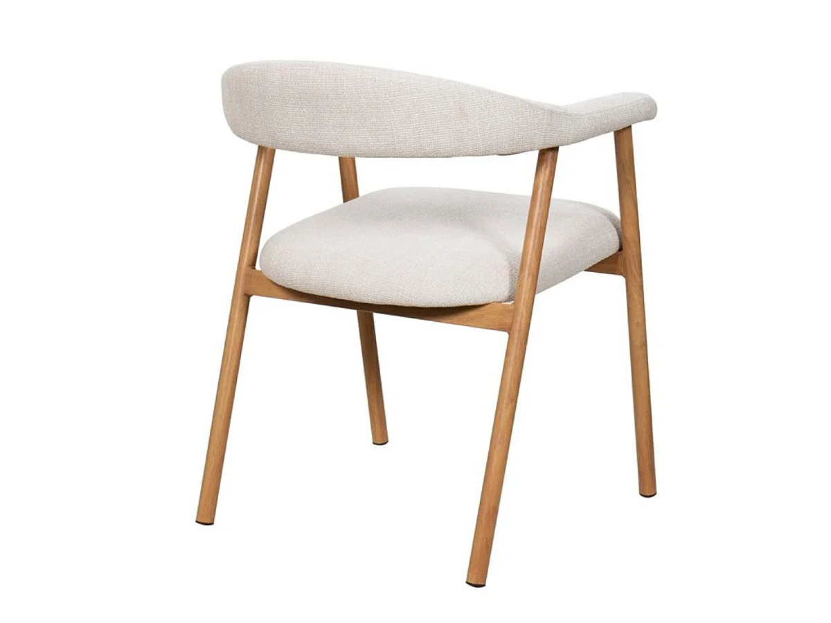 Eetkamerstoel Mila - Beige met Naturelkleurig Onderstel - Set van 2