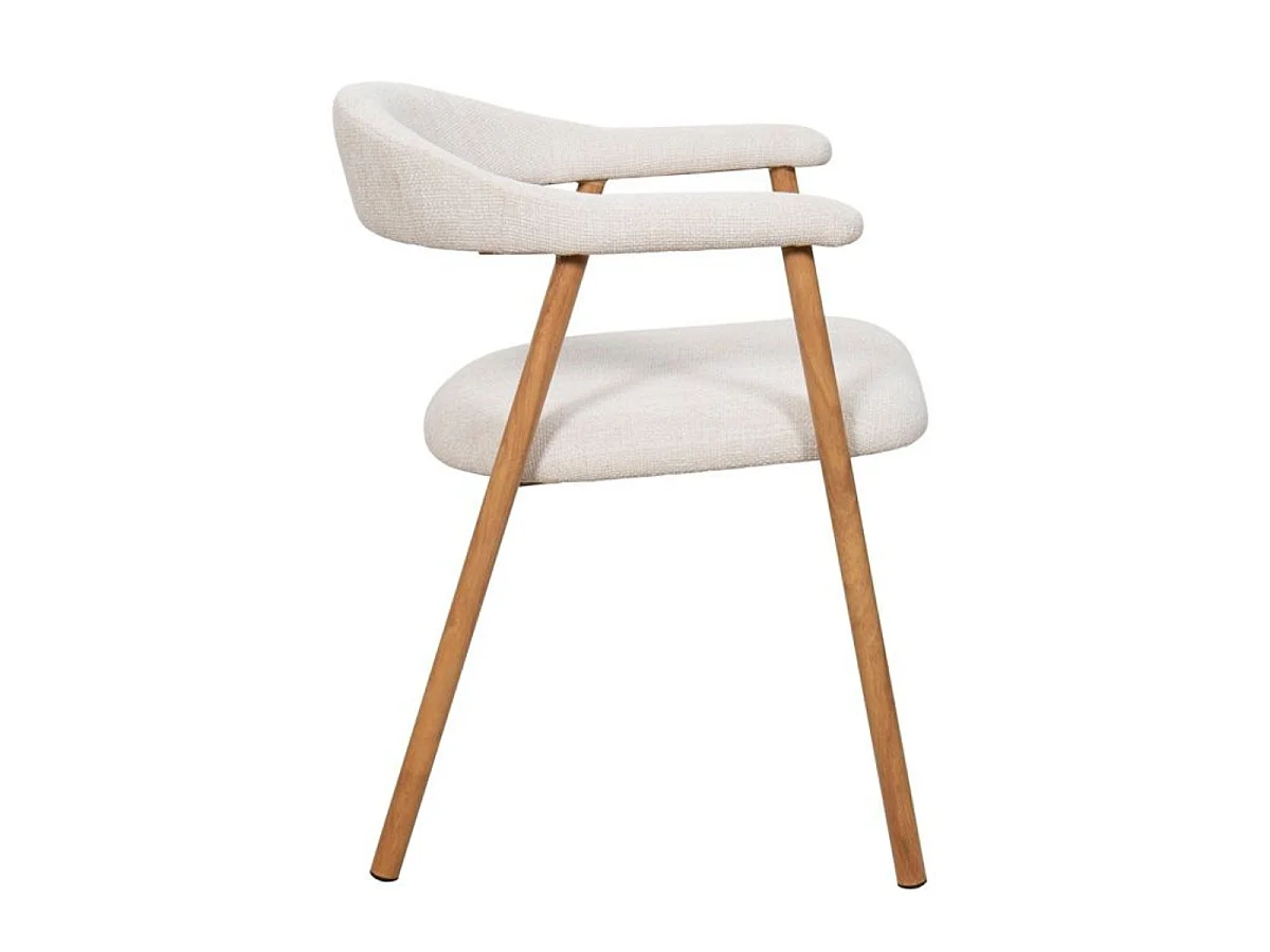Eetkamerstoel Mila - Beige met Naturelkleurig Onderstel - Set van 2
