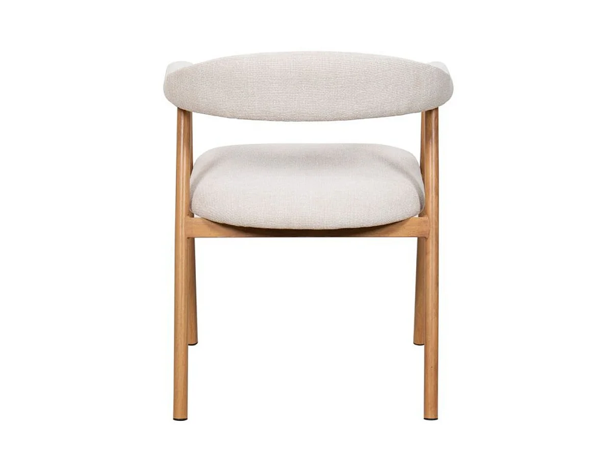 Eetkamerstoel Mila - Beige met Naturelkleurig Onderstel - Set van 2
