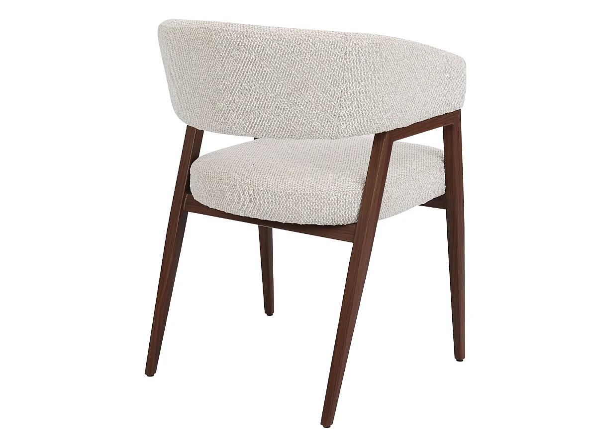 Eetkamerstoel Fureso met Armleuningen - Beige Stof/Naturelkleurig Metaal - Set van 2